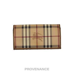 🔴 Burberry Long Snap Wallet - Haymarket Check Brown